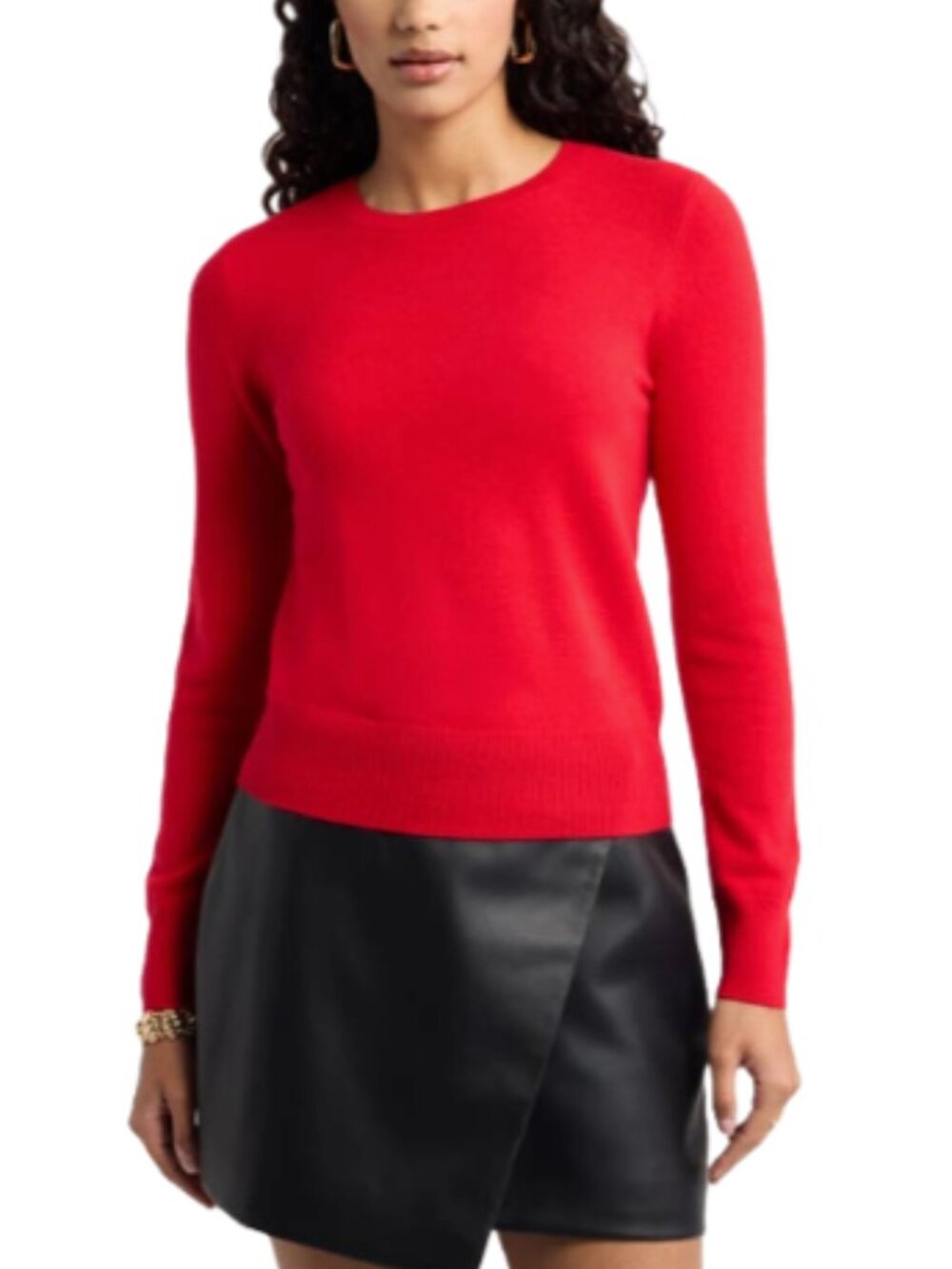 Ann Taylor | EUC Button-Cuff Crewneck Sweater in Red Size S